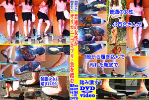 普通の女性・小百合さんがザリガニ・ゴキブリ・魚を踏む