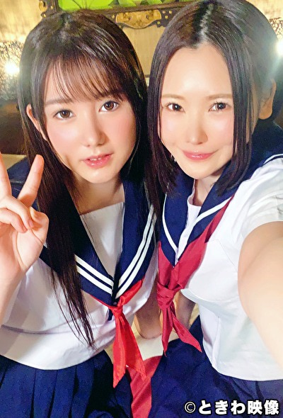 J〇2人組るい&あゆみちゃんと生円光3P中出し!清楚な黒髪ショートのるいちゃんに中出し編